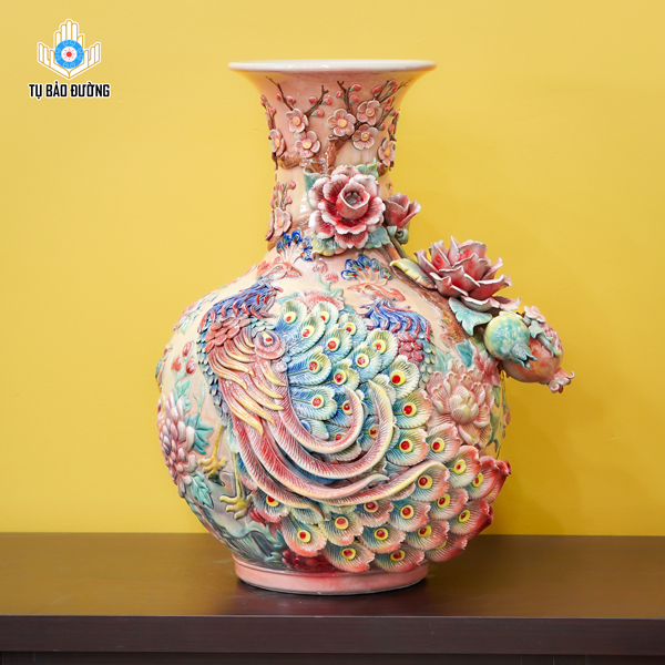 Bình Tỏi Công Danh Phú Quý (Hồng Phấn) - Gốm Sứ Bát Tràng