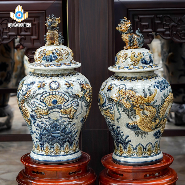 Chóe Phong Thủy Rồng Phượng Men Rạn - Gốm Sứ Bát Tràng