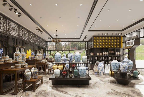 Showroom gốm sứ Tụ Bảo Đường trưng bày sản phẩm gốm sứ Bát Tràng
