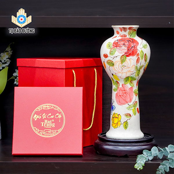 Bình Decor Vẽ Hoa Hồng - Gốm Sứ Bát Tràng