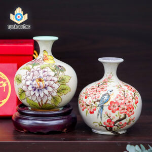 Đôi Bình Hút Lộc Sắc Hoa Xuân - Gốm Sứ Bát Tràng